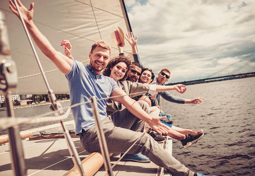 group of friends on a unique experience in the GTA on a private yacht sailboat